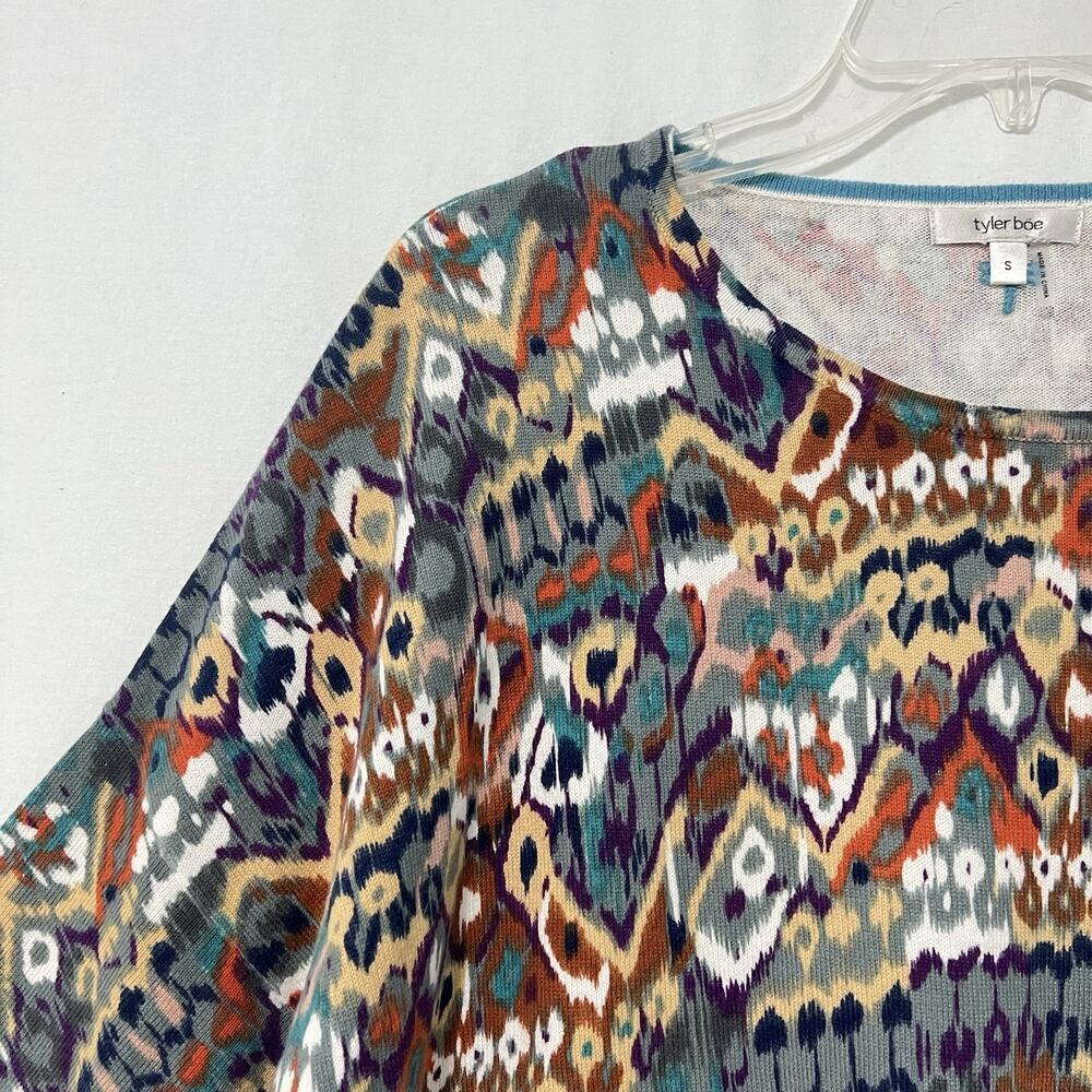 Tyler Boe Dolman Sleeve Sweater Cotton Cashmere Blend Size Small Geometric Aztec - Picture 2 of 12
